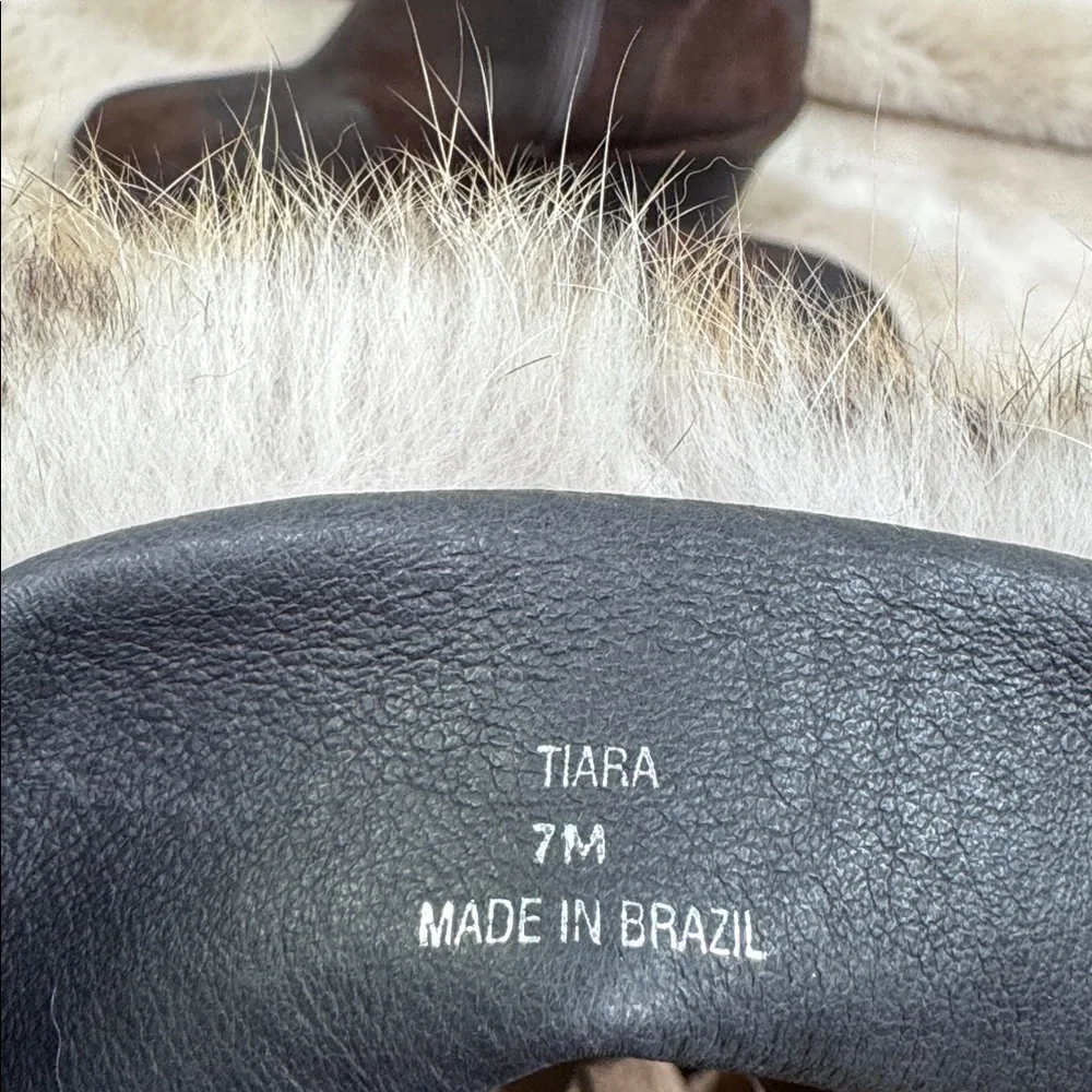 DONALD PLINER Tiara Dark Brown Distressed Suede Wedge Boots with Fur Cuffs